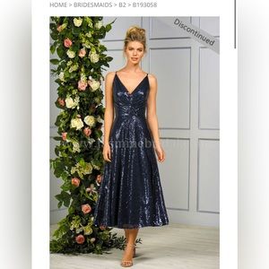 NWT V Neck Sequin Tea Length Dress